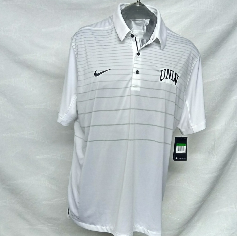 Nike Dri-Fit White Strip Short Sleeve Polo Shirt.